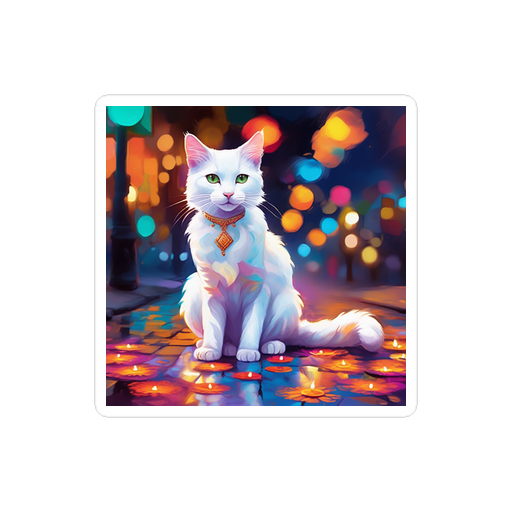 PugMug Custom White Companion Cat Sticker