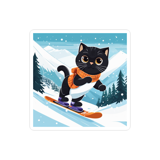 PugMug Custom Black Scottish Fold Cat Sticker