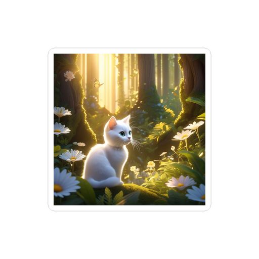 PugMug Custom White Companion Cat Sticker