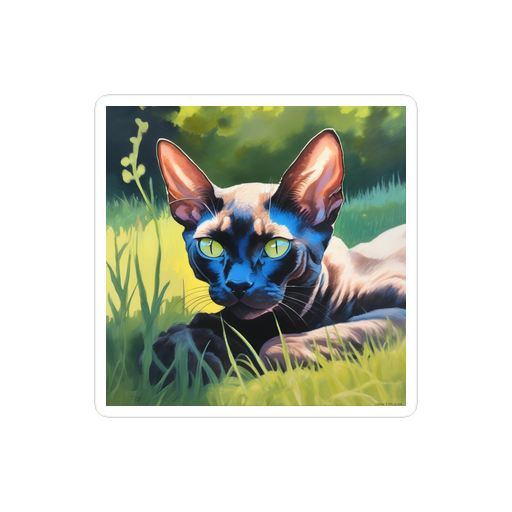 PugMug Custom Black Devon Rex Cat Sticker