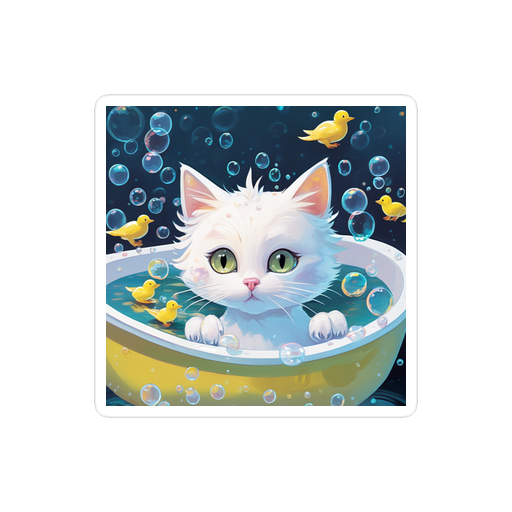 PugMug Custom White Companion Cat Sticker