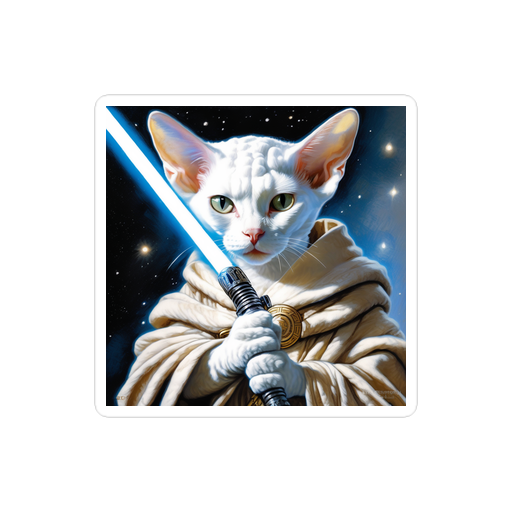 PugMug Custom White Devon Rex Cat Sticker