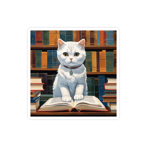 PugMug Custom White Scottish Fold Cat Sticker