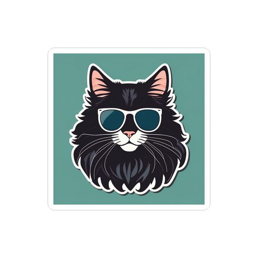 PugMug Custom Black Maine Coon Cat Sticker