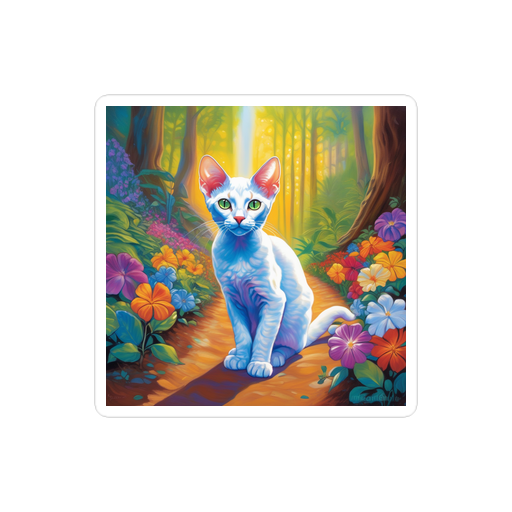 PugMug Custom White Devon Rex Cat Sticker