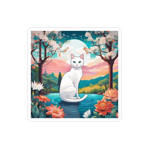 PugMug Custom White Companion Cat Sticker