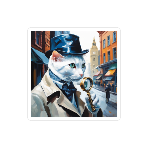 PugMug Custom White Companion Cat Sticker