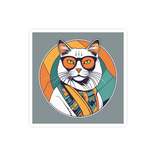 PugMug Custom White Companion Cat Sticker