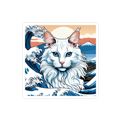 PugMug Custom White Maine Coon Cat Sticker