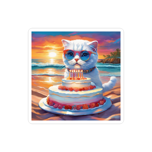 PugMug Custom White Scottish Fold Cat Sticker