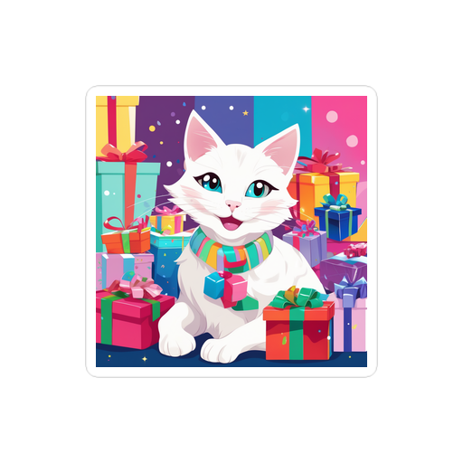 PugMug Custom White Companion Cat Sticker