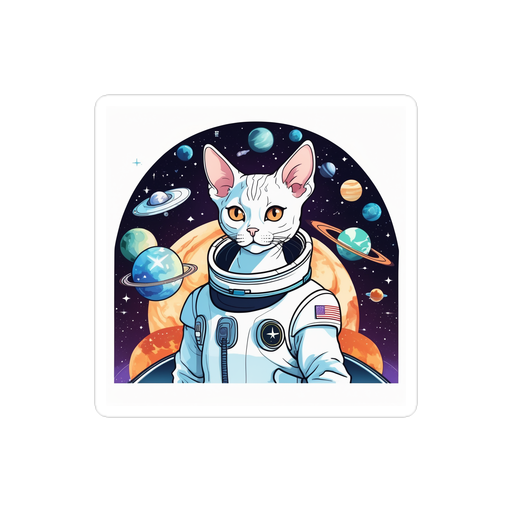 PugMug Custom White Devon Rex Cat Sticker