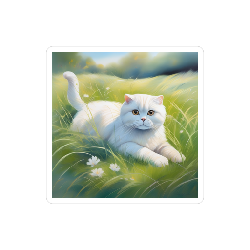 PugMug Custom White Scottish Fold Cat Sticker
