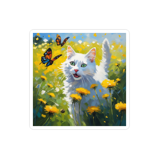 PugMug Custom White Companion Cat Sticker