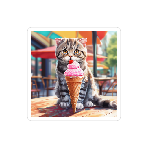 PugMug Custom Tabby Scottish Fold Cat Sticker