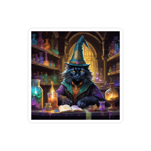 PugMug Custom Black Maine Coon Cat Sticker