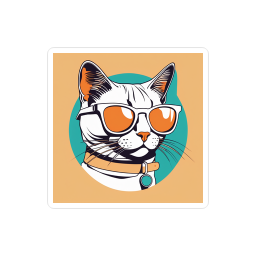 PugMug Custom White Companion Cat Sticker