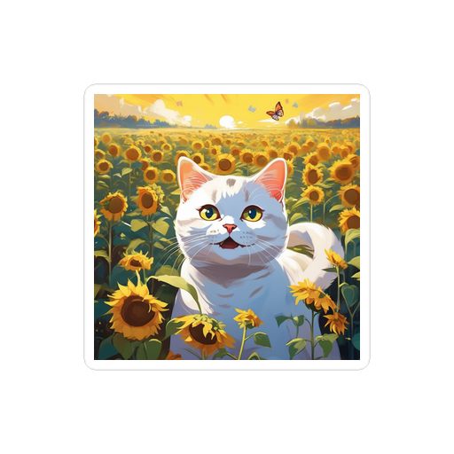 PugMug Custom White British Shorthair Cat Sticker