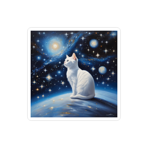 PugMug Custom White Companion Cat Sticker