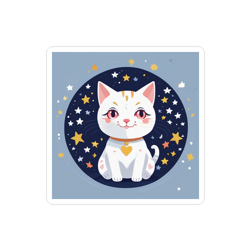 PugMug Custom White Companion Cat Sticker