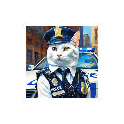 PugMug Custom White Companion Cat Sticker