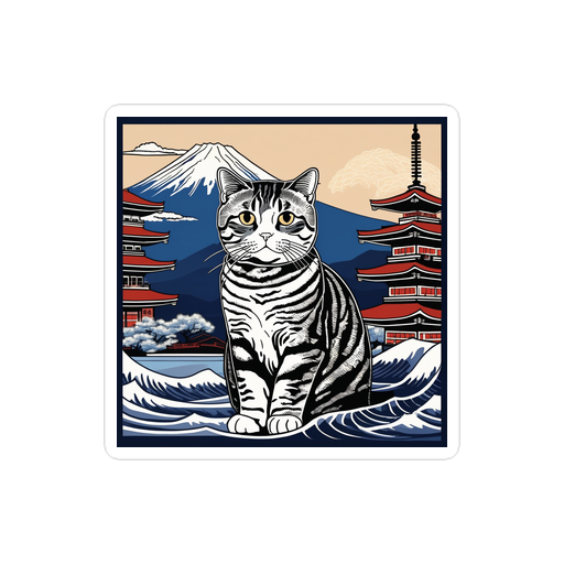 PugMug Custom Tabby Scottish Fold Cat Sticker