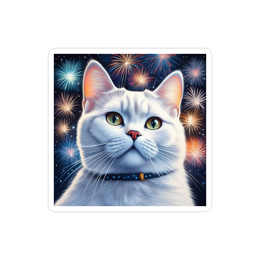 PugMug Custom White British Shorthair Cat Sticker