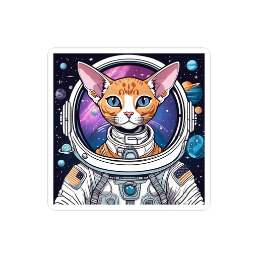 PugMug Custom Tabby Devon Rex Cat Sticker