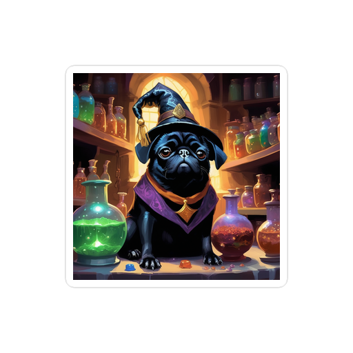 PugMug Custom Black Pug Sticker