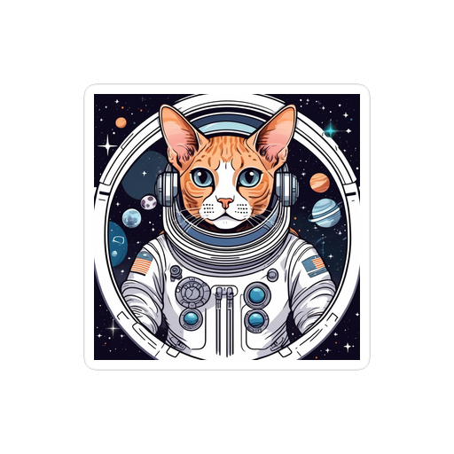 PugMug Custom Tabby Devon Rex Cat Sticker