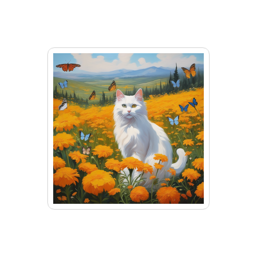 PugMug Custom White Companion Cat Sticker