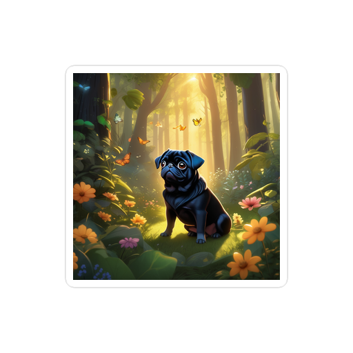 PugMug Custom Black Pug Sticker