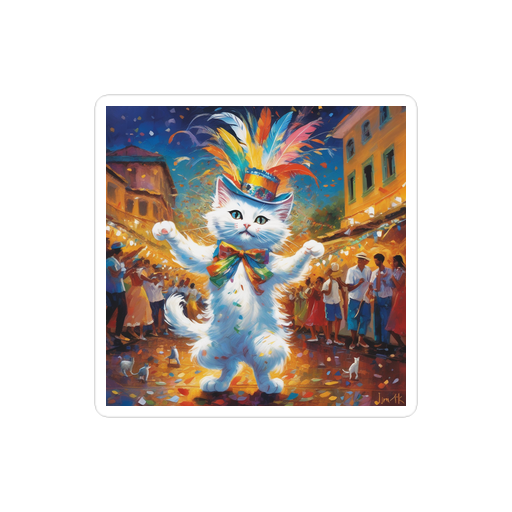 PugMug Custom White Companion Cat Sticker