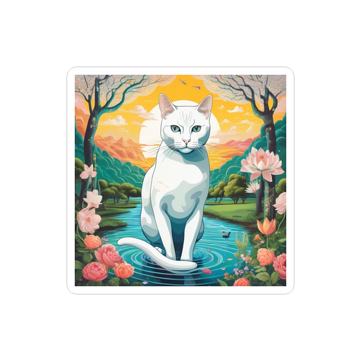 PugMug Custom White Companion Cat Sticker