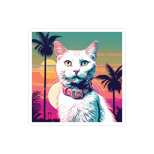 PugMug Custom White Companion Cat Sticker