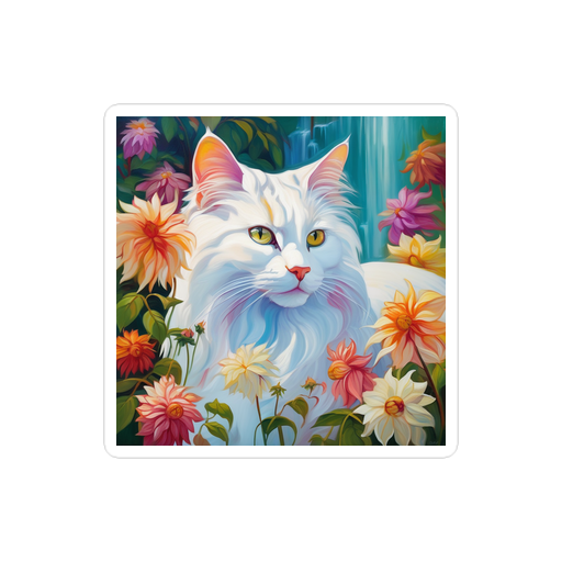 PugMug Custom White Companion Cat Sticker