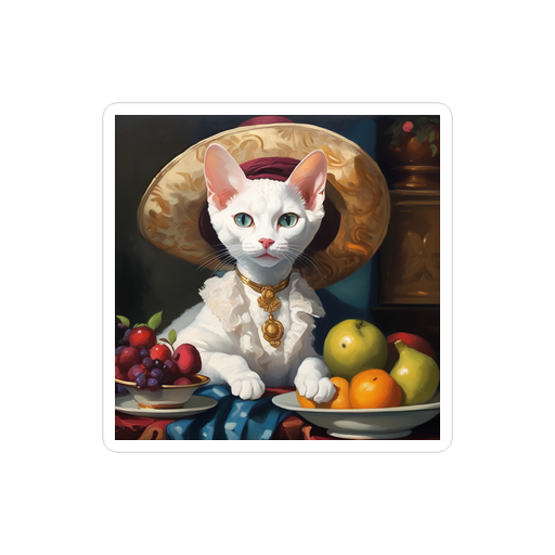 PugMug Custom White Devon Rex Cat Sticker