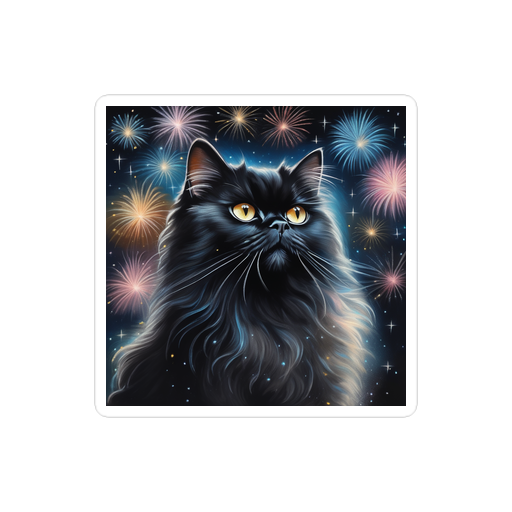 PugMug Custom Black Persian Cat Sticker