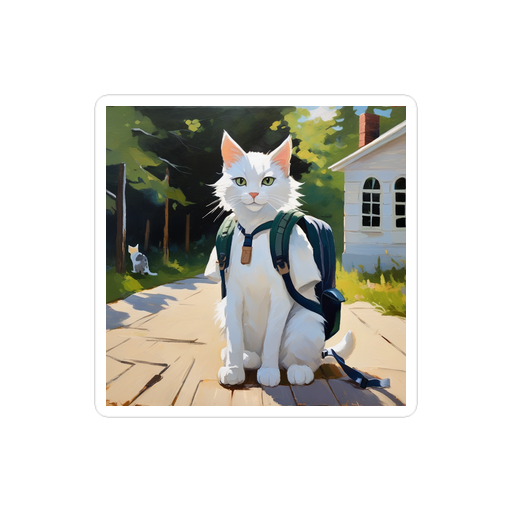 PugMug Custom White Companion Cat Sticker