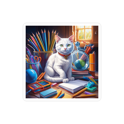 PugMug Custom White Companion Cat Sticker