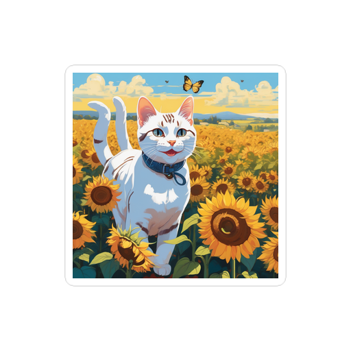 PugMug Custom White American Shorthair Cat Sticker