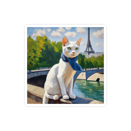 PugMug Custom White Companion Cat Sticker