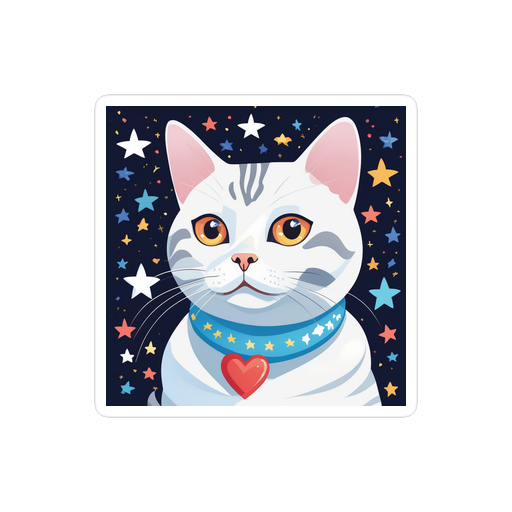 PugMug Custom White American Shorthair Cat Sticker