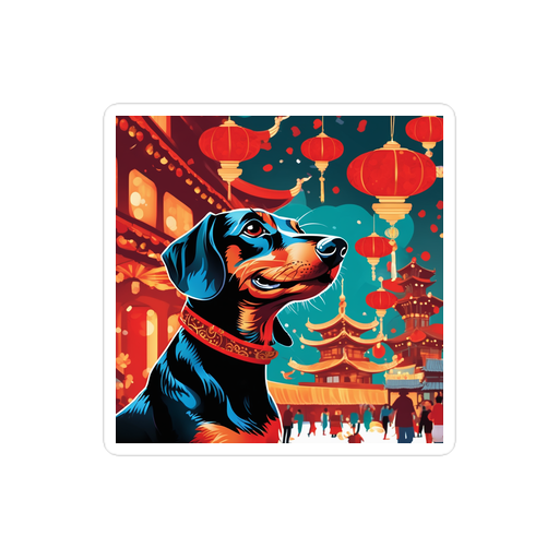 PugMug Custom Black Dachshund Sticker