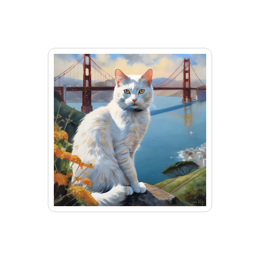 PugMug Custom White Companion Cat Sticker