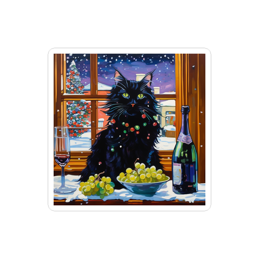 PugMug Custom Black Maine Coon Cat Sticker