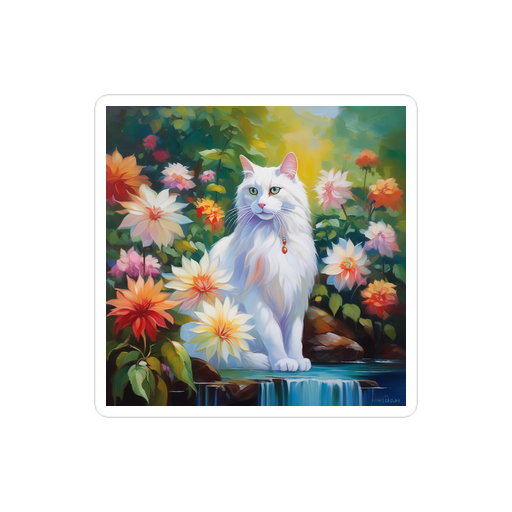 PugMug Custom White Companion Cat Sticker