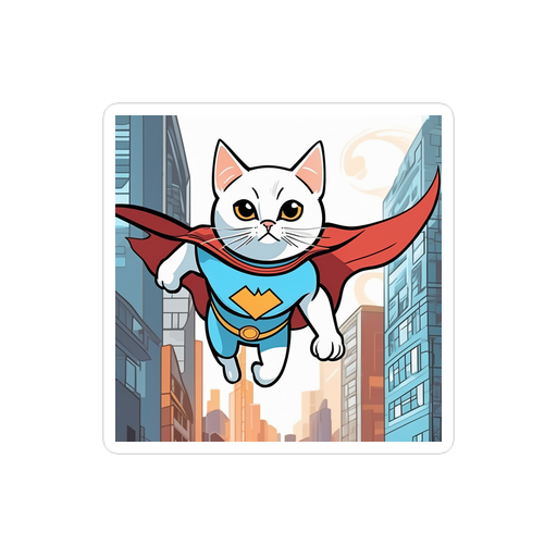 PugMug Custom White Companion Cat Sticker