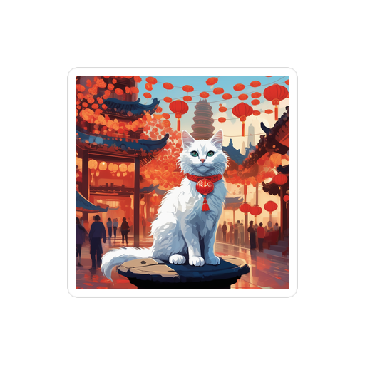 PugMug Custom White Companion Cat Sticker