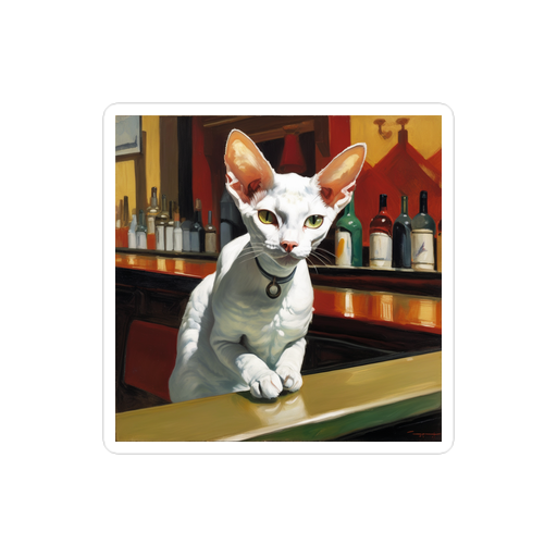 PugMug Custom White Devon Rex Cat Sticker